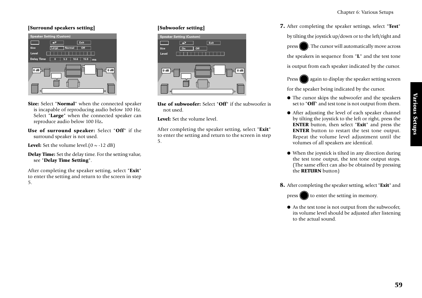 Various setups | Kenwood DV-5700 User Manual | Page 59 / 76