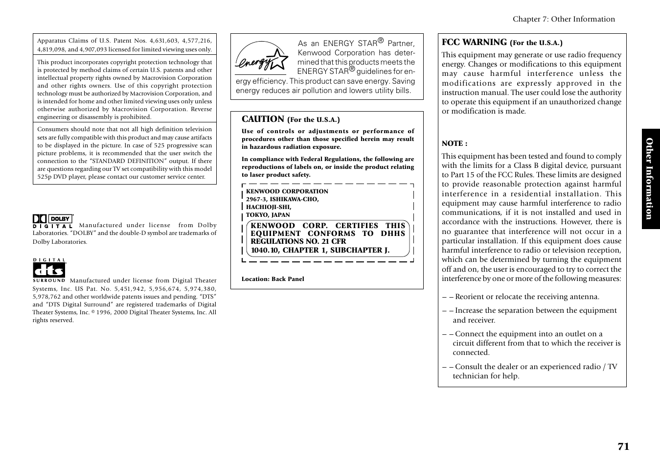 Kenwood DV-5700 User Manual | Page 71 / 76