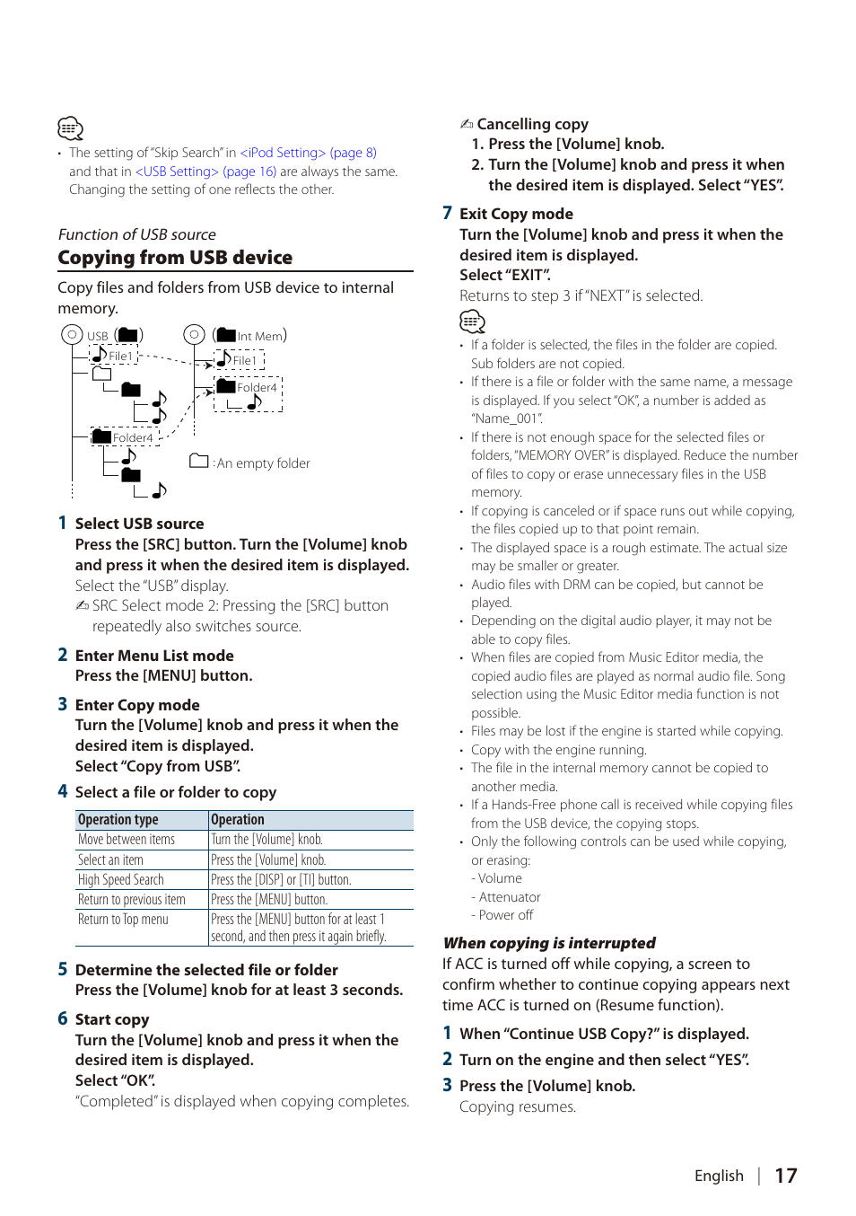 Copying from usb device | Kenwood DIGITAL MEDIA RECEIVER KIV-700 User Manual | Page 17 / 76