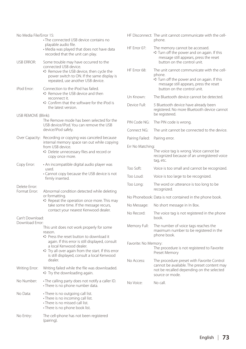 Kenwood DIGITAL MEDIA RECEIVER KIV-700 User Manual | Page 73 / 76