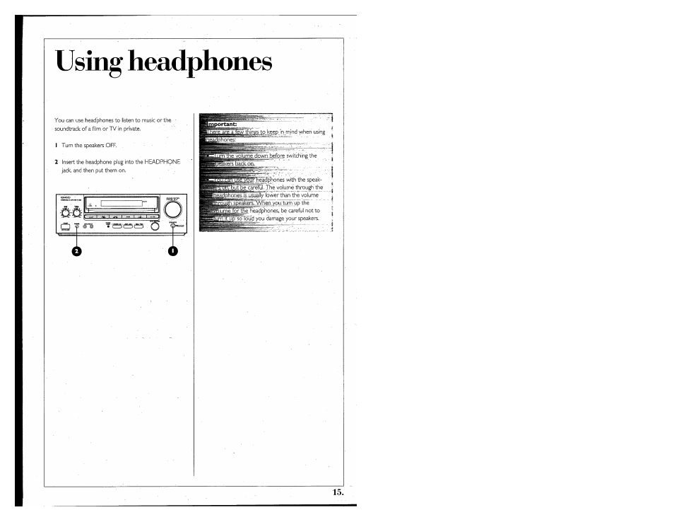 Using headphones | Kenwood 855 AV User Manual | Page 15 / 56