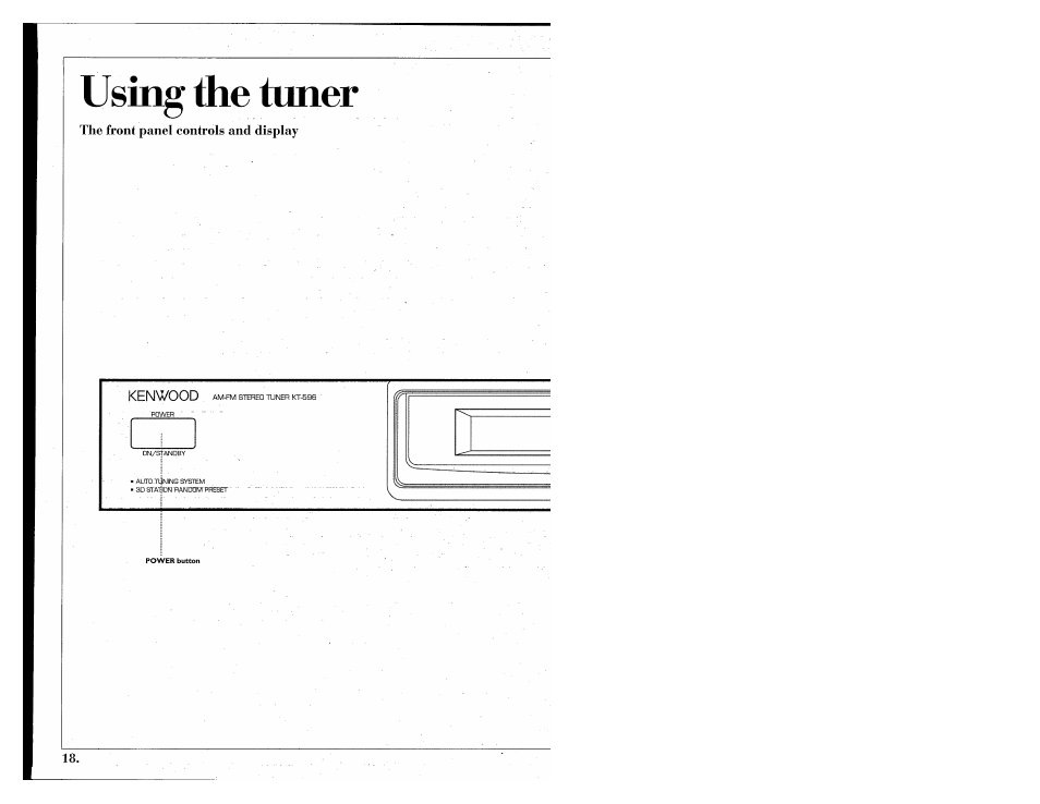 Using the tuner | Kenwood 855 AV User Manual | Page 18 / 56