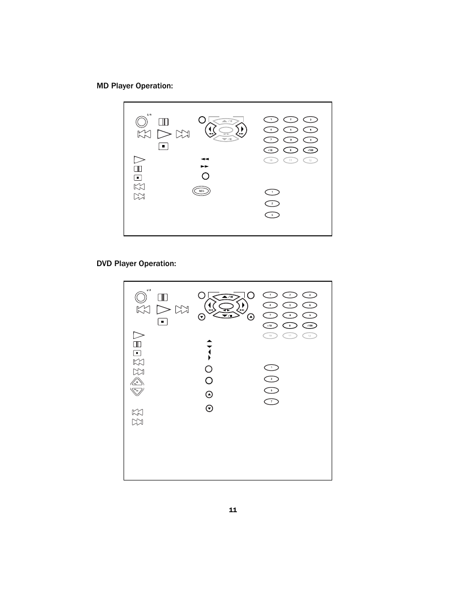 Md player operation: dvd player operation | Kenwood Sovereign LCD Remote Control User Manual | Page 11 / 16