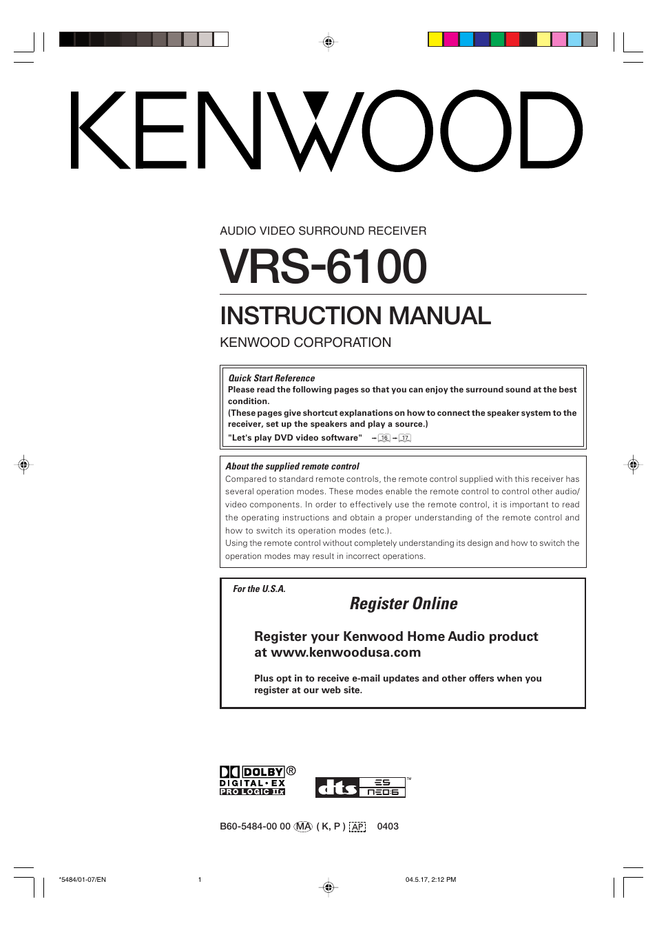 Kenwood VRS-6100 User Manual | 40 pages