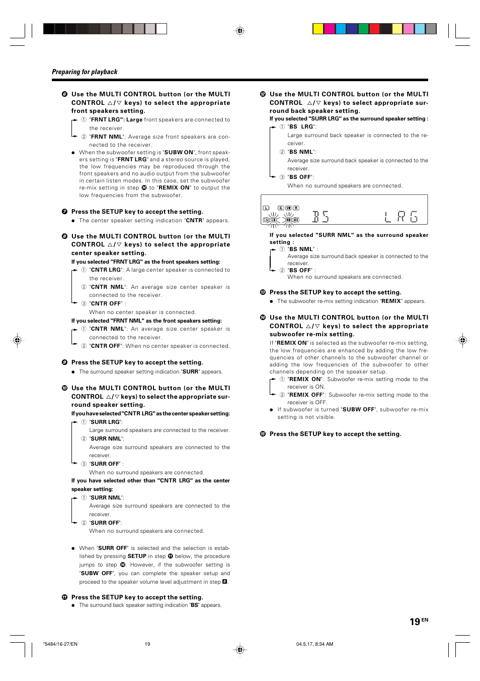 Bs l r g | Kenwood VRS-6100 User Manual | Page 19 / 40