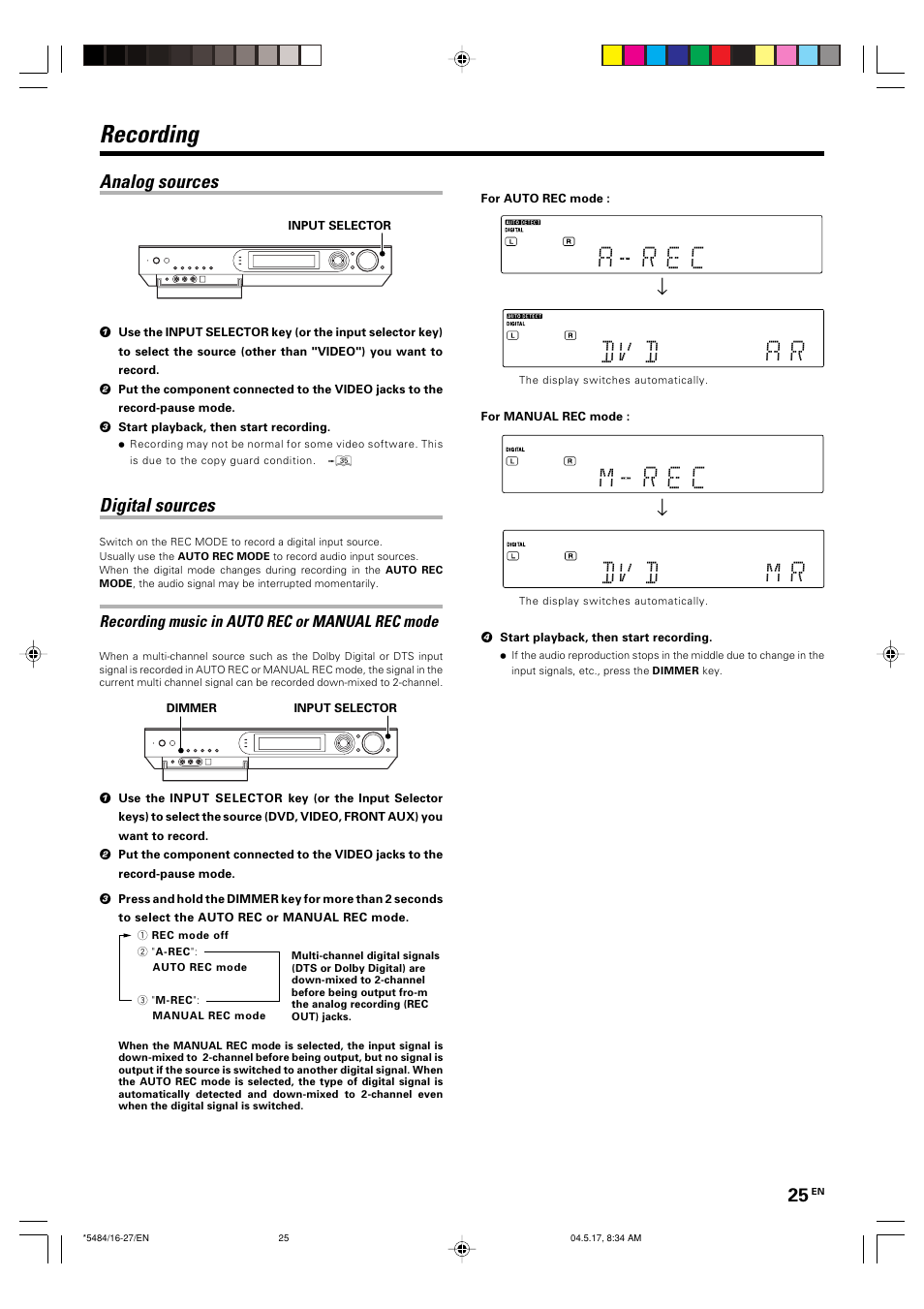 Ac e r, Da r d v, Mc e r | Dv m r d, Recording | Kenwood VRS-6100 User Manual | Page 25 / 40