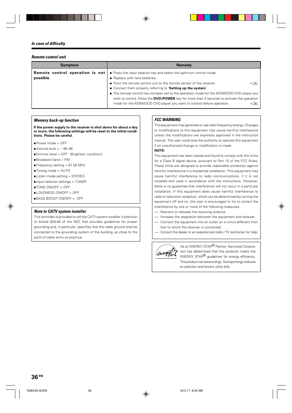 Kenwood VRS-6100 User Manual | Page 36 / 40