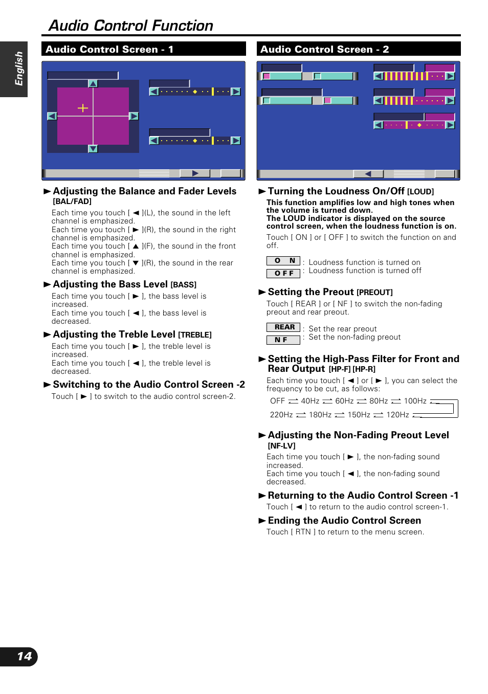 Audio control function | Kenwood KVC-1000 User Manual | Page 14 / 36