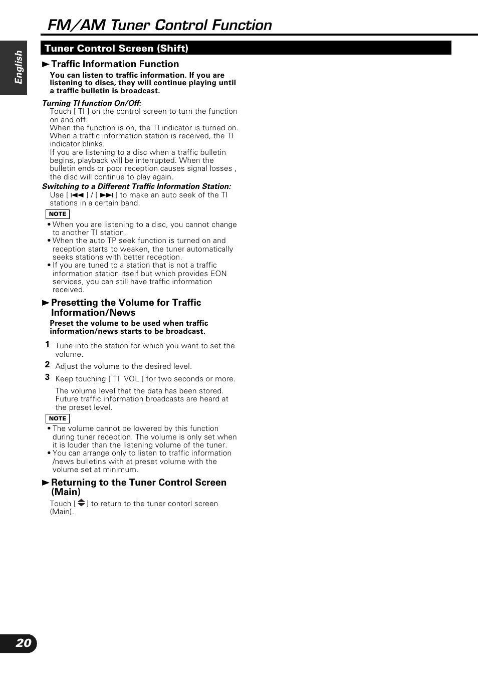 Fm/am tuner control function | Kenwood KVC-1000 User Manual | Page 20 / 36