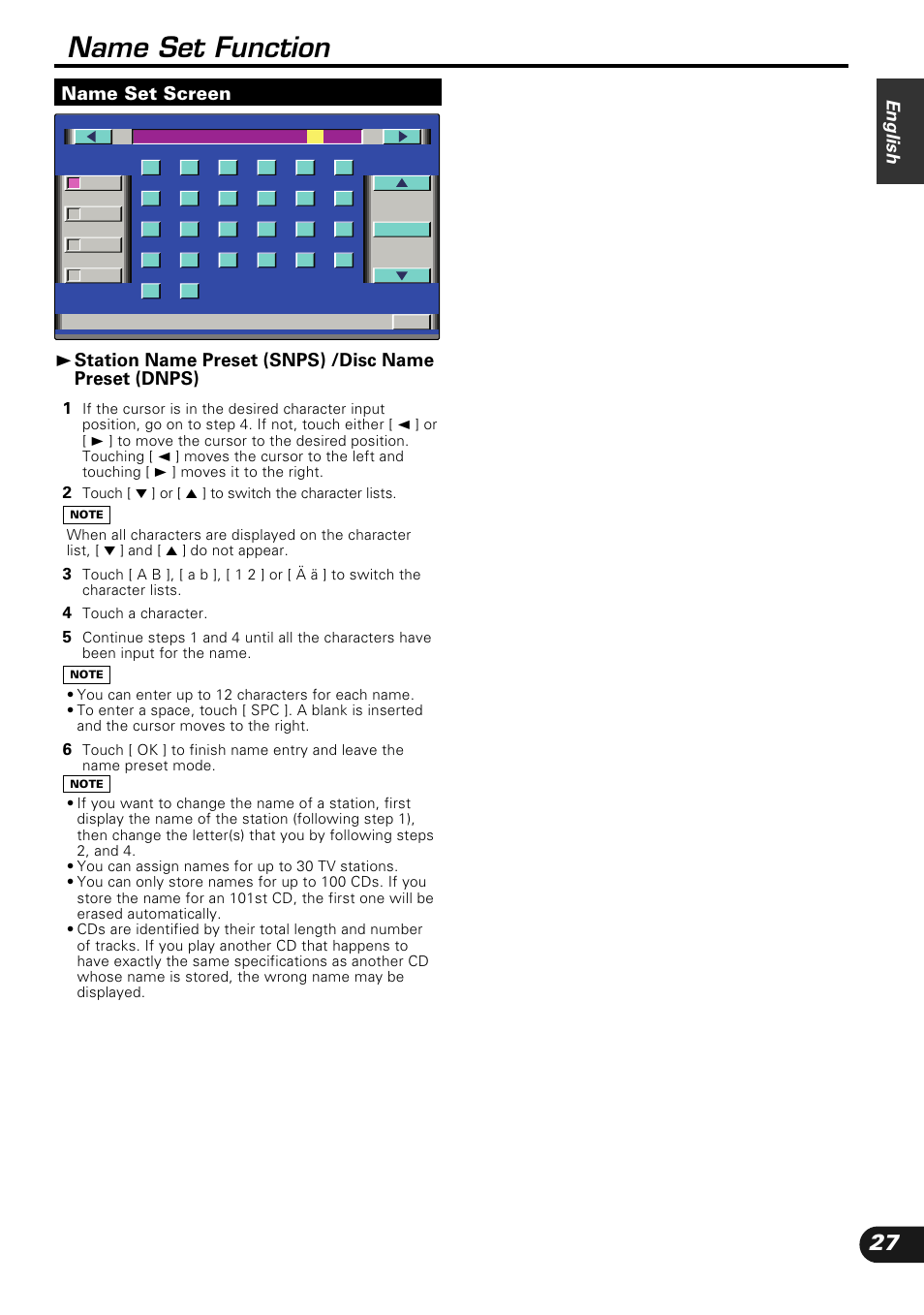 Name set function | Kenwood KVC-1000 User Manual | Page 27 / 36