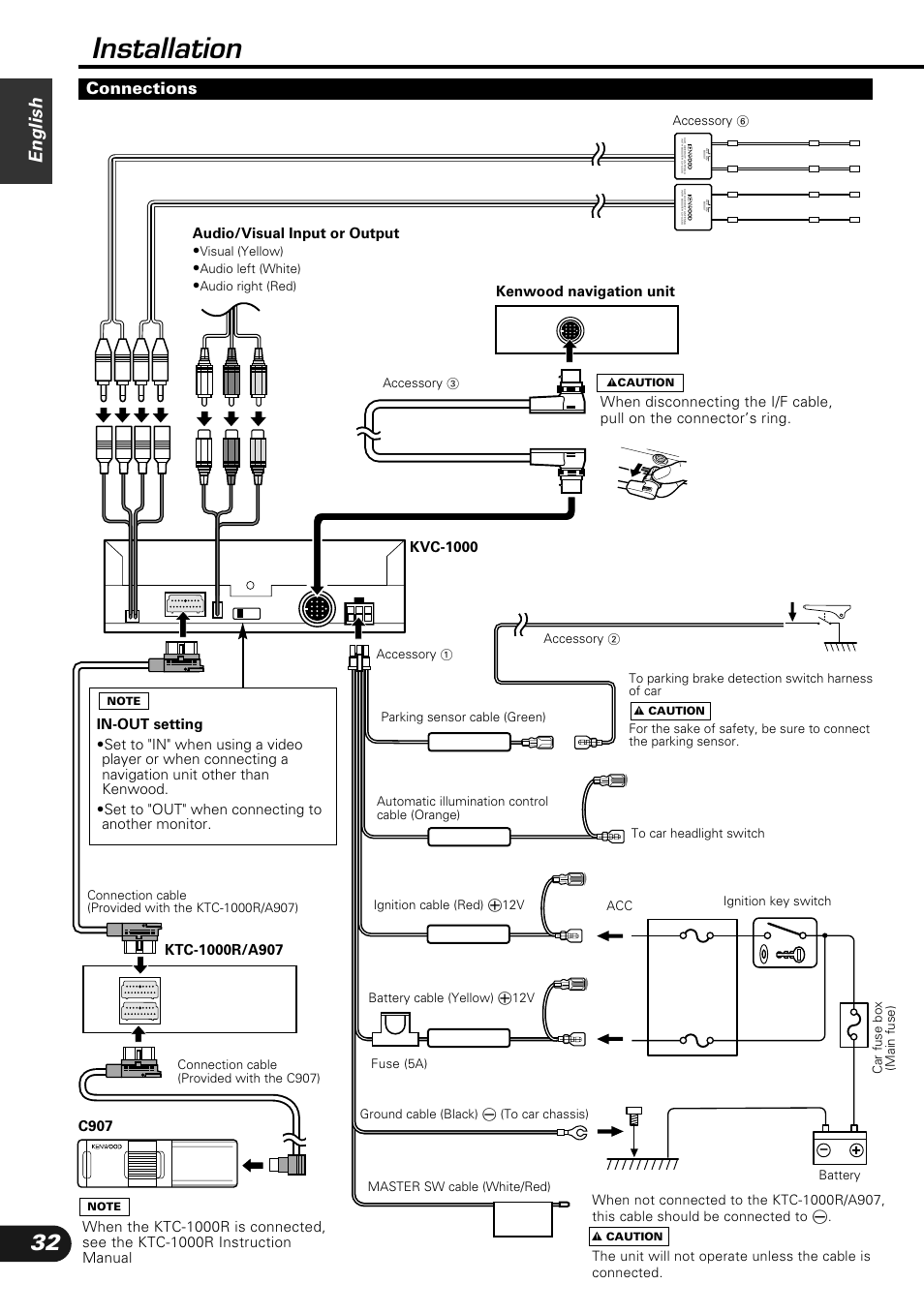 Installation, English, Connections | Kenwood KVC-1000 User Manual | Page 32 / 36