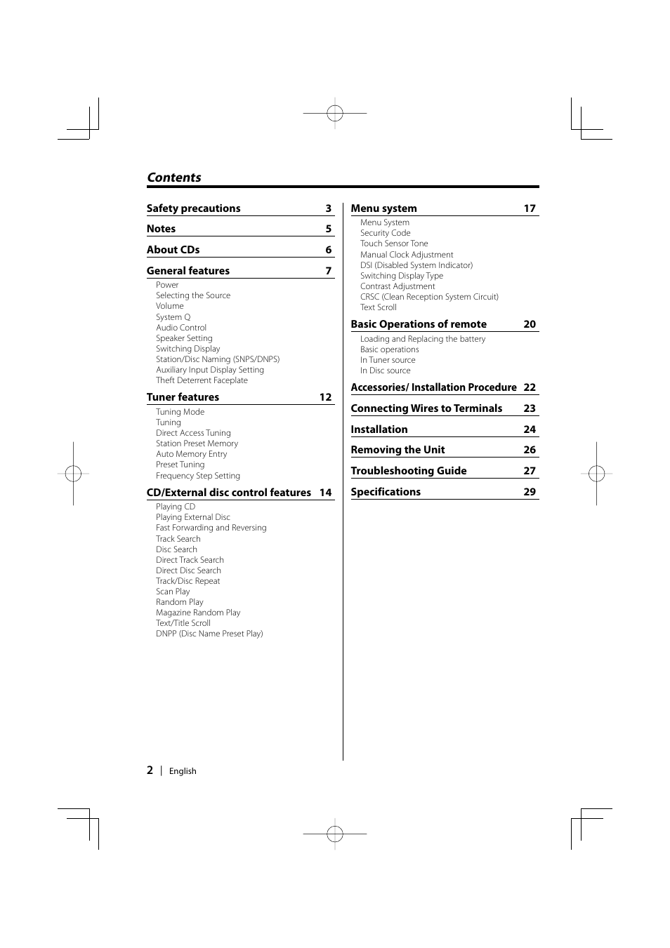 Kenwood KDC-5026G User Manual | Page 2 / 30