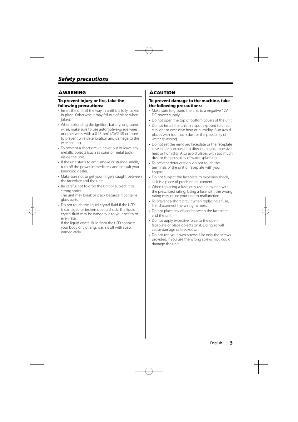 Safety precautions | Kenwood KDC-5026G User Manual | Page 3 / 30