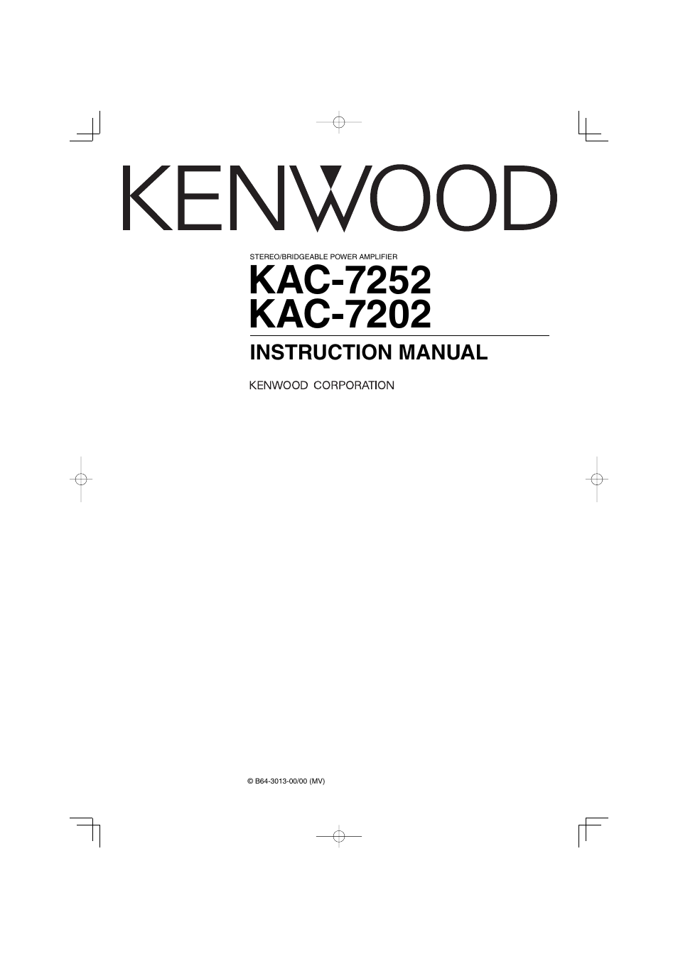 Kenwood KAC-7252 User Manual | 8 pages