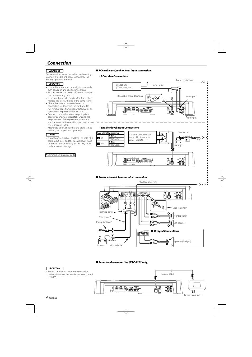 Connection | Kenwood KAC-7252 User Manual | Page 4 / 8