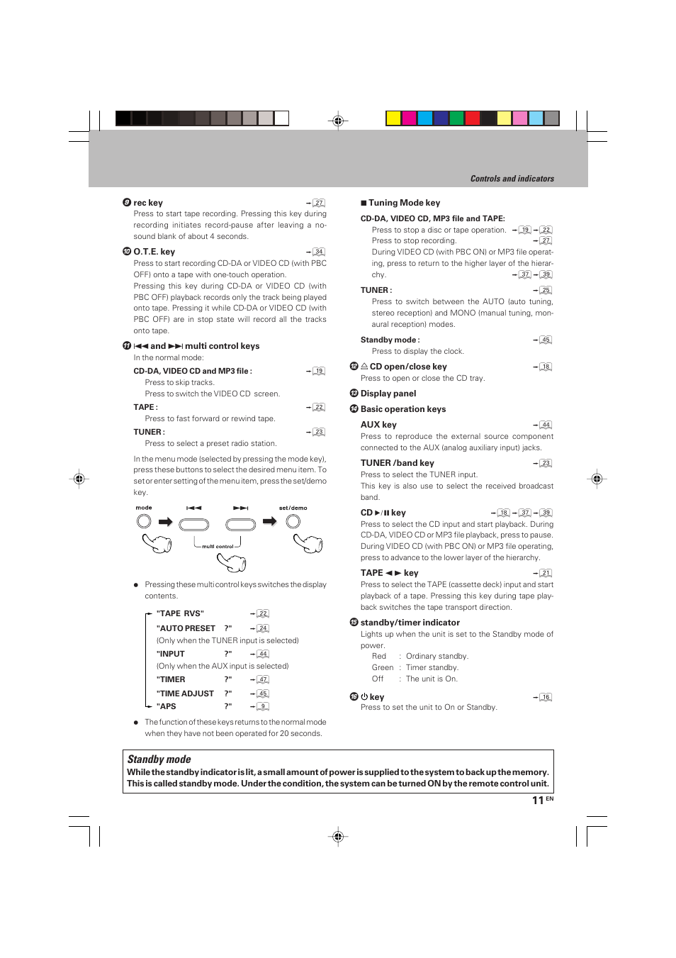 Standby mode | Kenwood HM-V655MP User Manual | Page 11 / 56