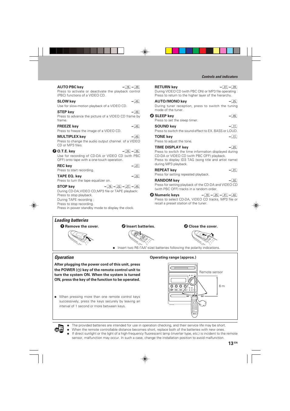 Operation, Loading batteries | Kenwood HM-V655MP User Manual | Page 13 / 56