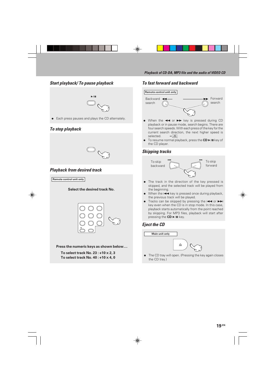 Playback from desired track | Kenwood HM-V655MP User Manual | Page 19 / 56