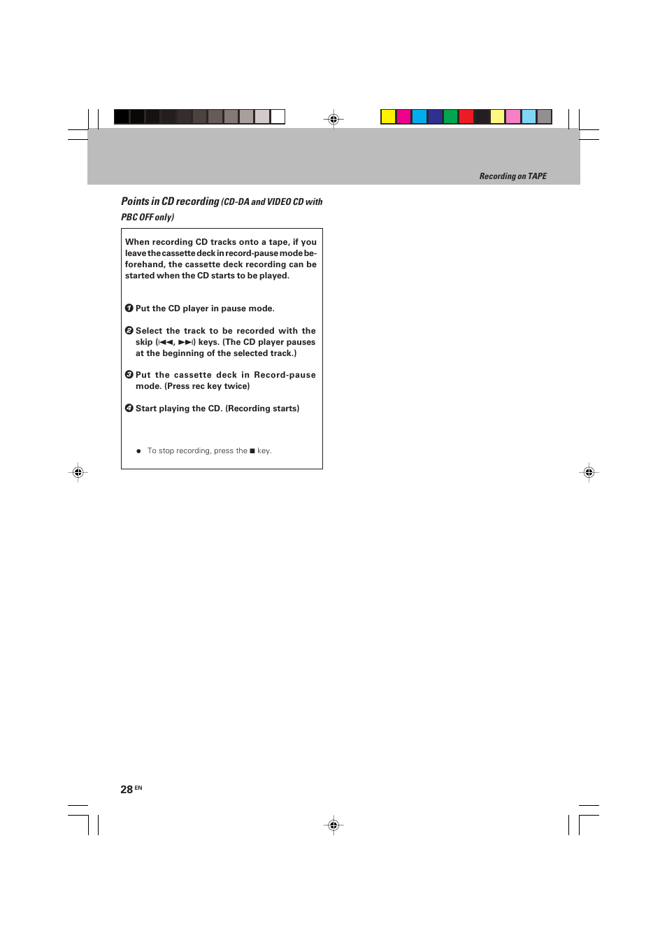 Points in cd recording | Kenwood HM-V655MP User Manual | Page 28 / 56