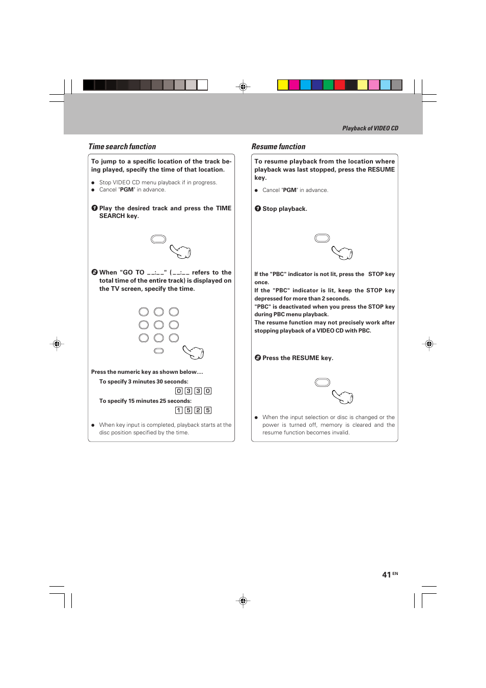 Time search function resume function | Kenwood HM-V655MP User Manual | Page 41 / 56