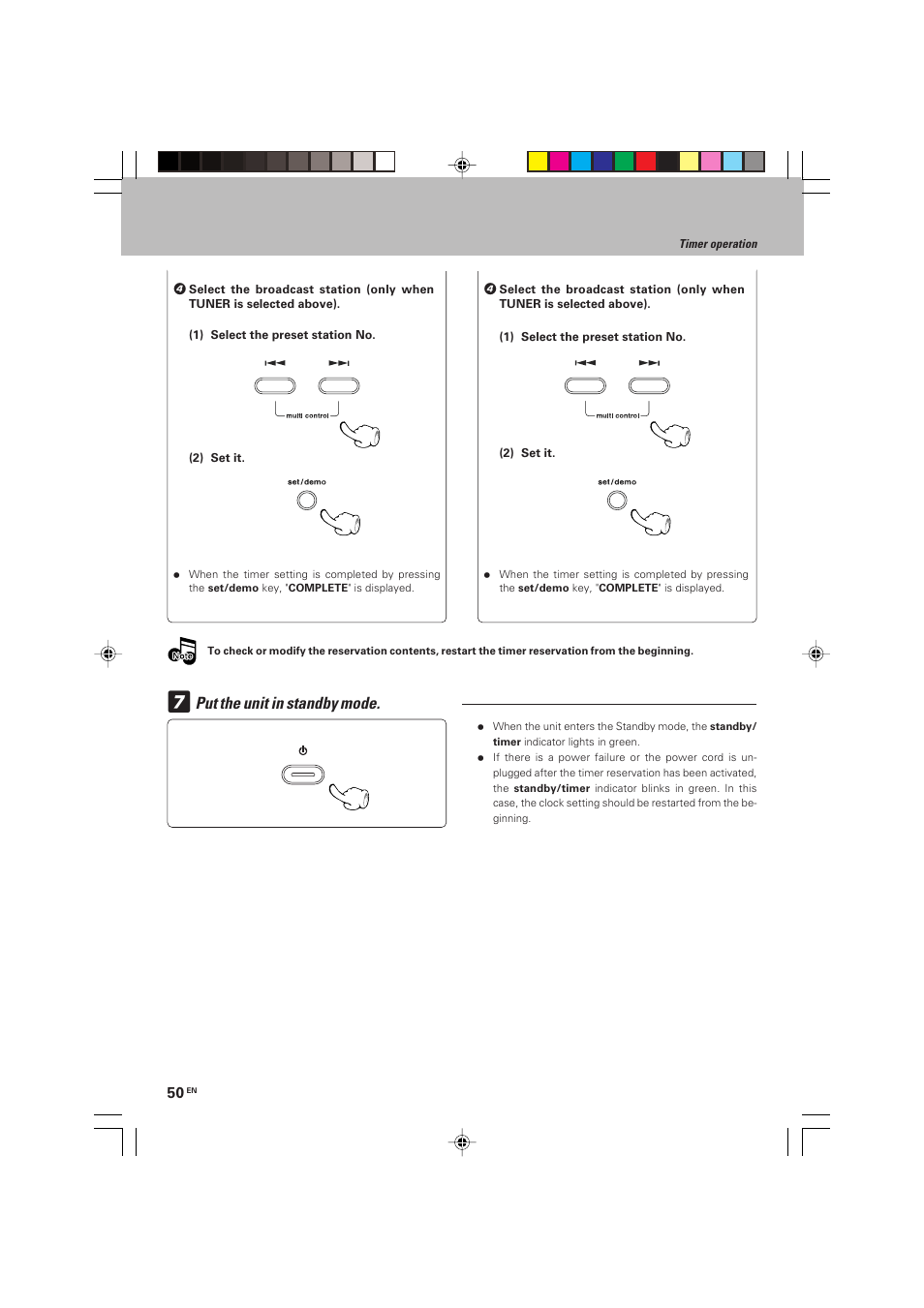 Put the unit in standby mode | Kenwood HM-V655MP User Manual | Page 50 / 56