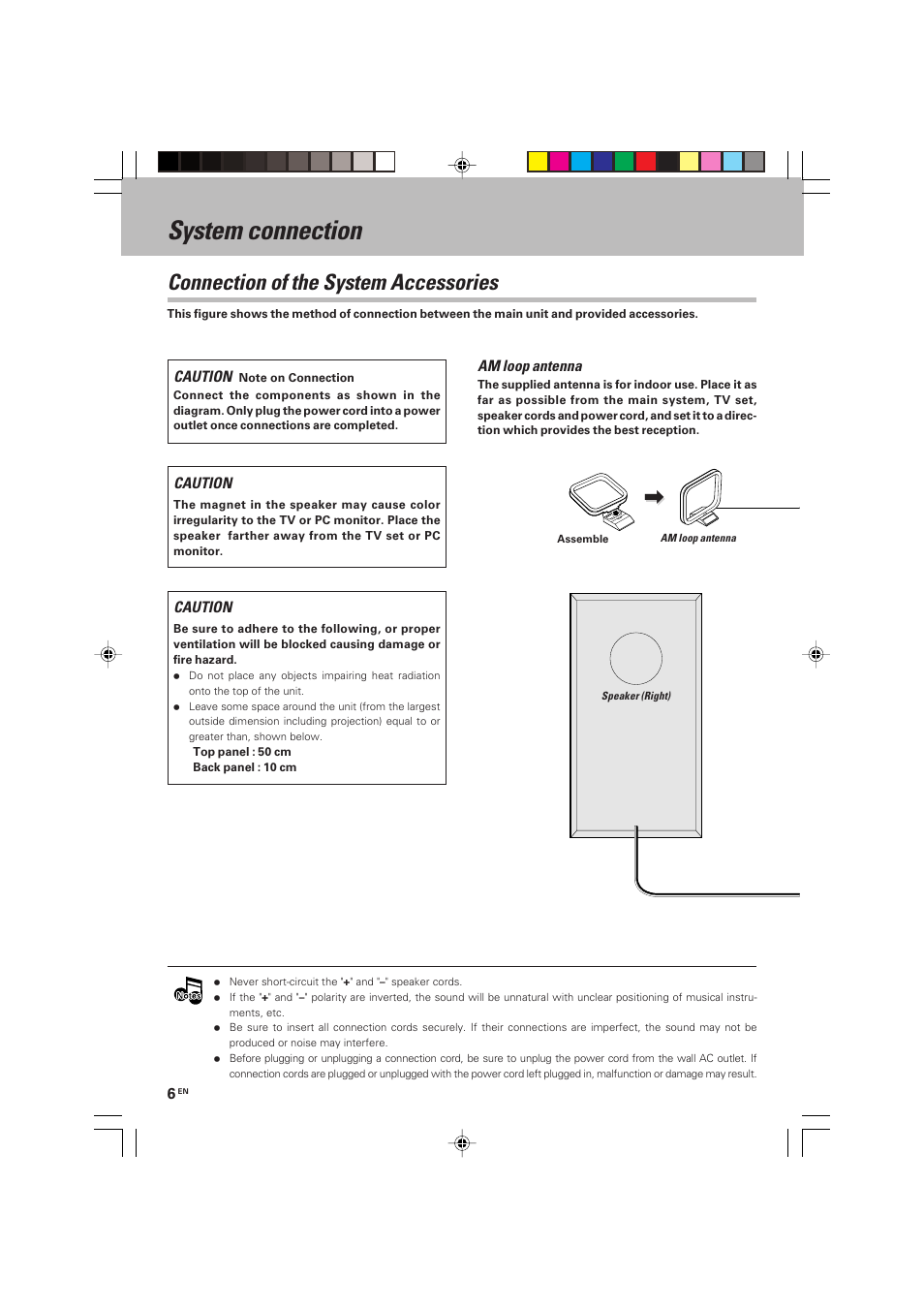 System connection, Connection of the system accessories | Kenwood HM-V655MP User Manual | Page 6 / 56
