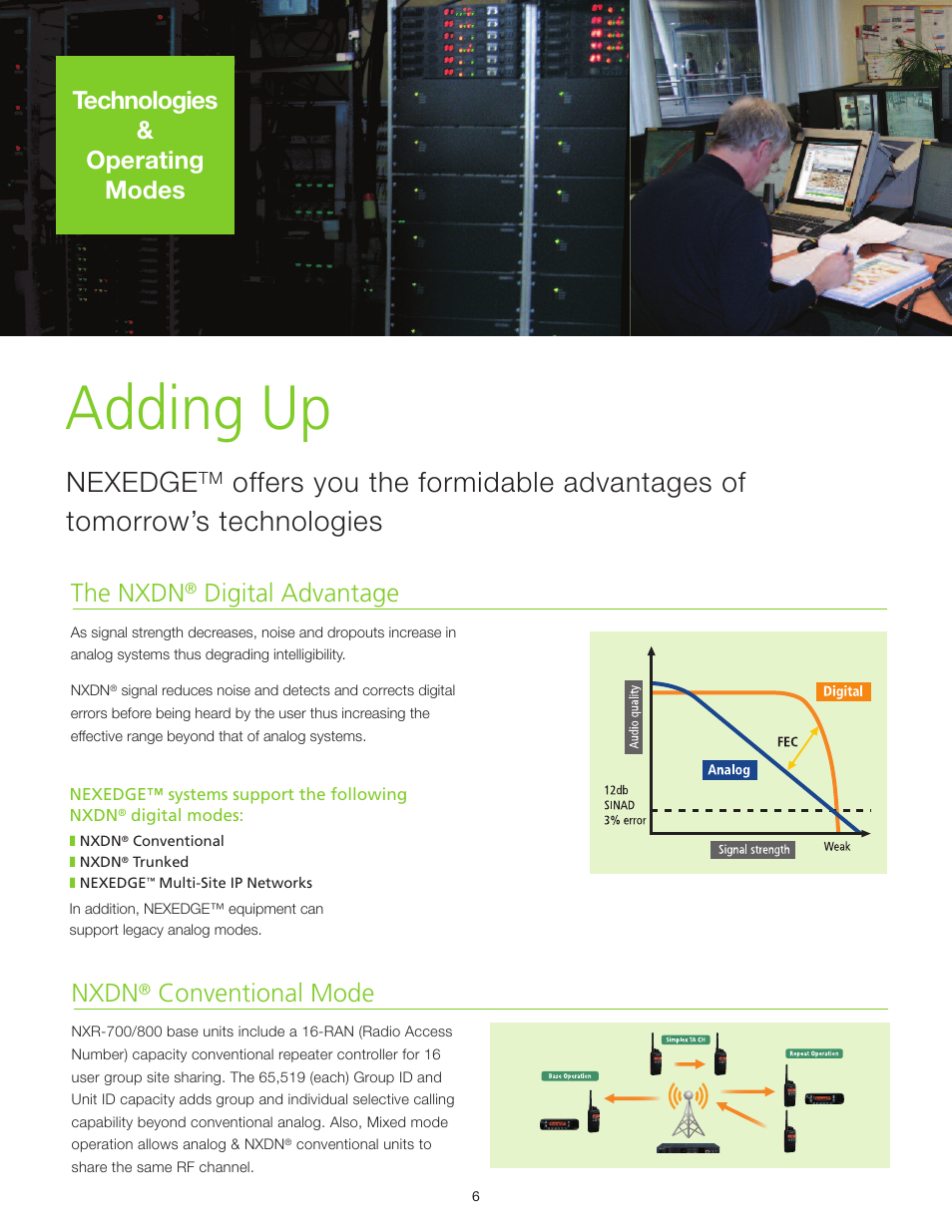 Adding up, Nexedge, The nxdn | Digital advantage, Nxdn, Conventional mode, Technologies & operating modes | Kenwood NEXEDGE NXR-700 User Manual | Page 6 / 12