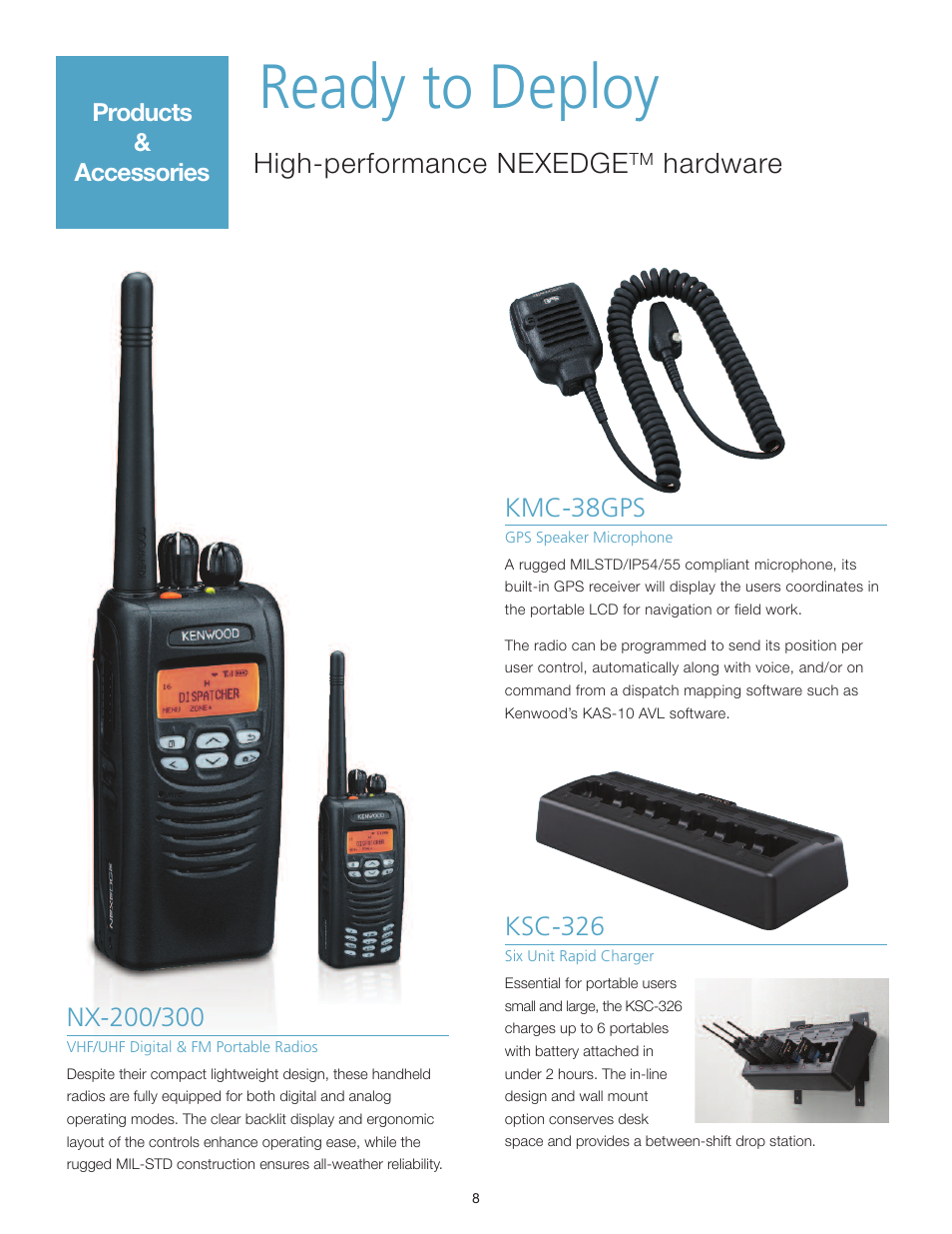 Ready to deploy, High-performance nexedge, Hardware | Kmc-38gps, Ksc-326 | Kenwood NEXEDGE NXR-700 User Manual | Page 8 / 12