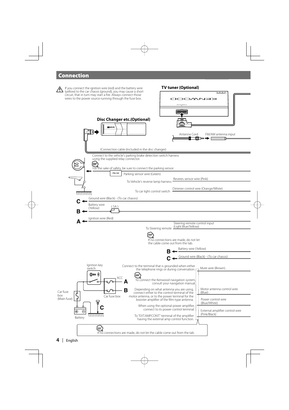 Connection, B c b c, Bc a a | Kenwood DDX8047 User Manual | Page 4 / 44