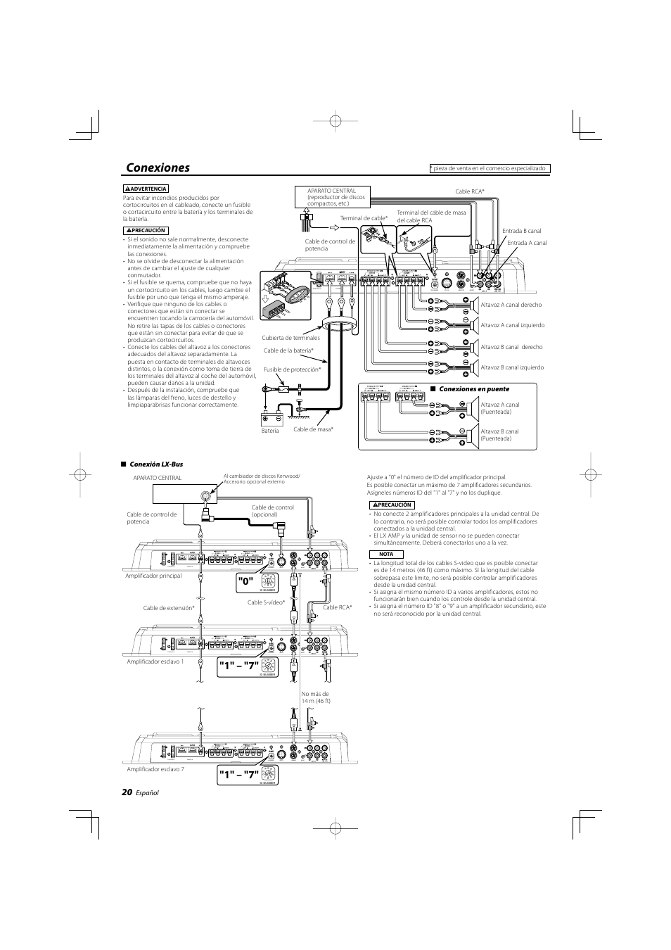 Conexiones | Kenwood KAC-X542 User Manual | Page 20 / 28