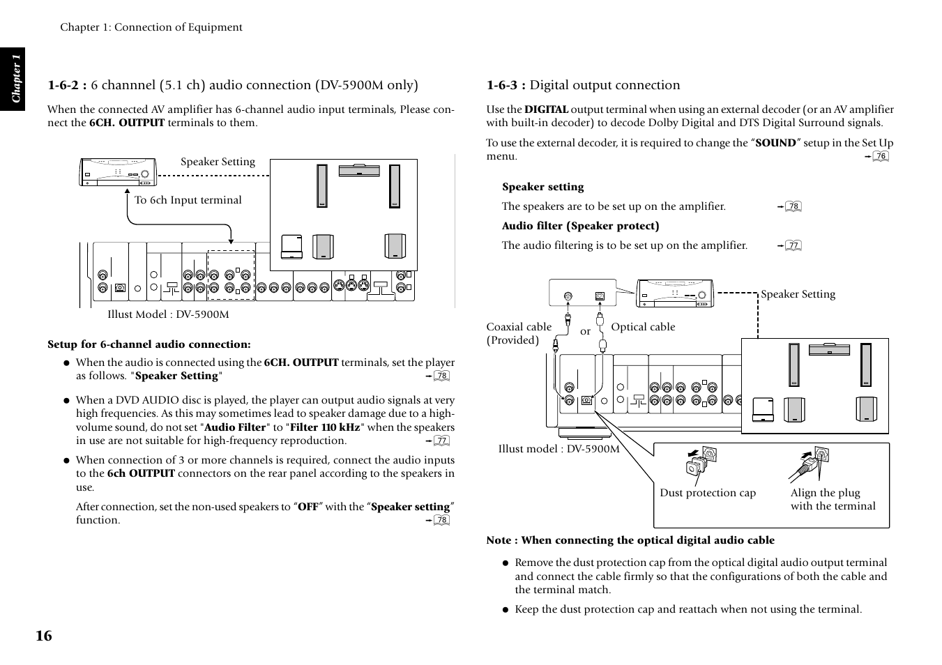 6-3 : digital output connection | Kenwood DVF-J6050 User Manual | Page 16 / 96