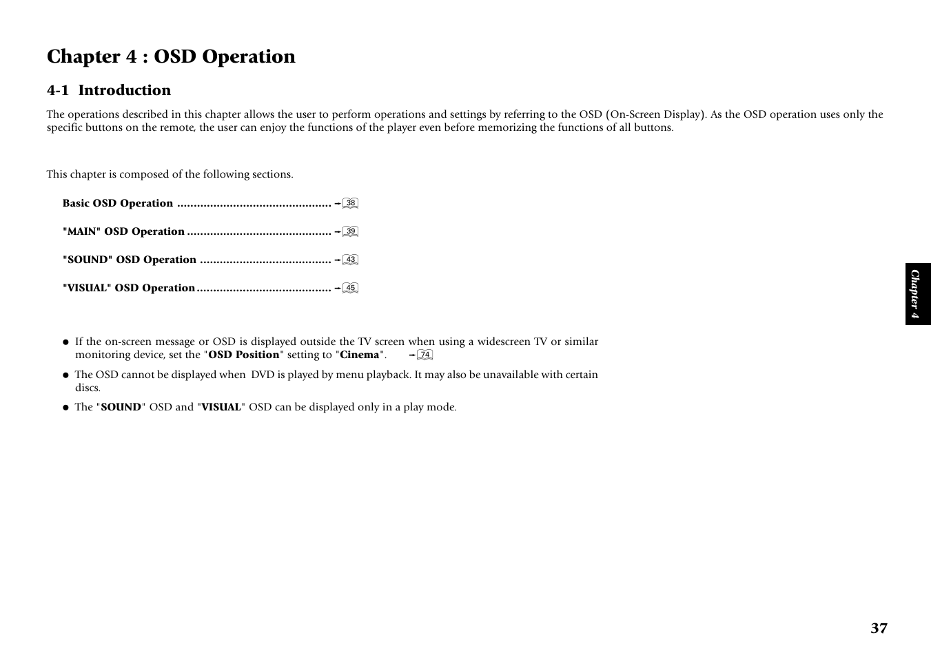 Chapter 4 : osd operation, 1 introduction | Kenwood DVF-J6050 User Manual | Page 37 / 96