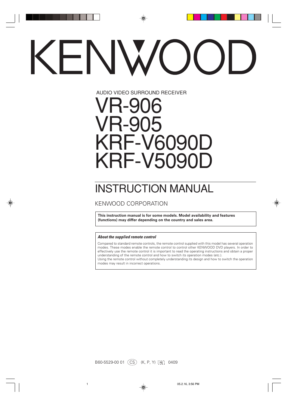 Kenwood KRF-V6090D User Manual | 32 pages