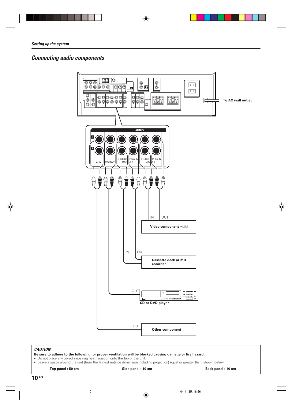 Connecting audio components | Kenwood KRF-V6090D User Manual | Page 10 / 32