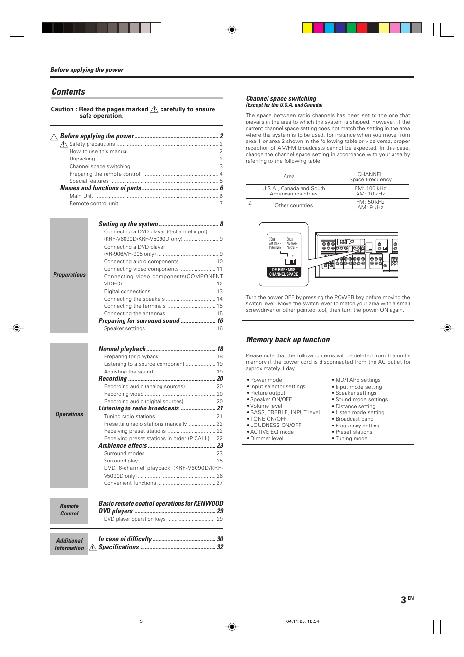 Kenwood KRF-V6090D User Manual | Page 3 / 32