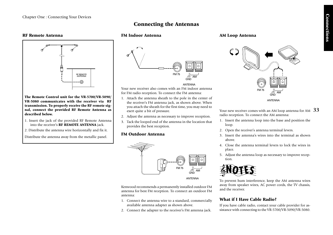 Connecting the antennas, Connections | Kenwood VR-5080 User Manual | Page 39 / 60