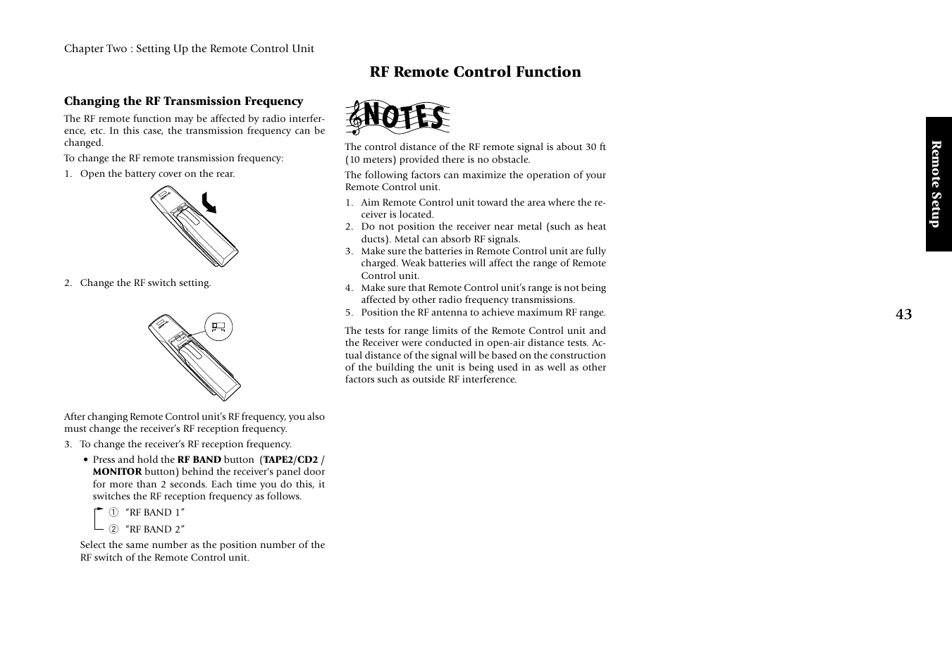 Rf remote control function, Changing the rf transmission frequency, 12 rf | Kenwood VR-5080 User Manual | Page 49 / 60