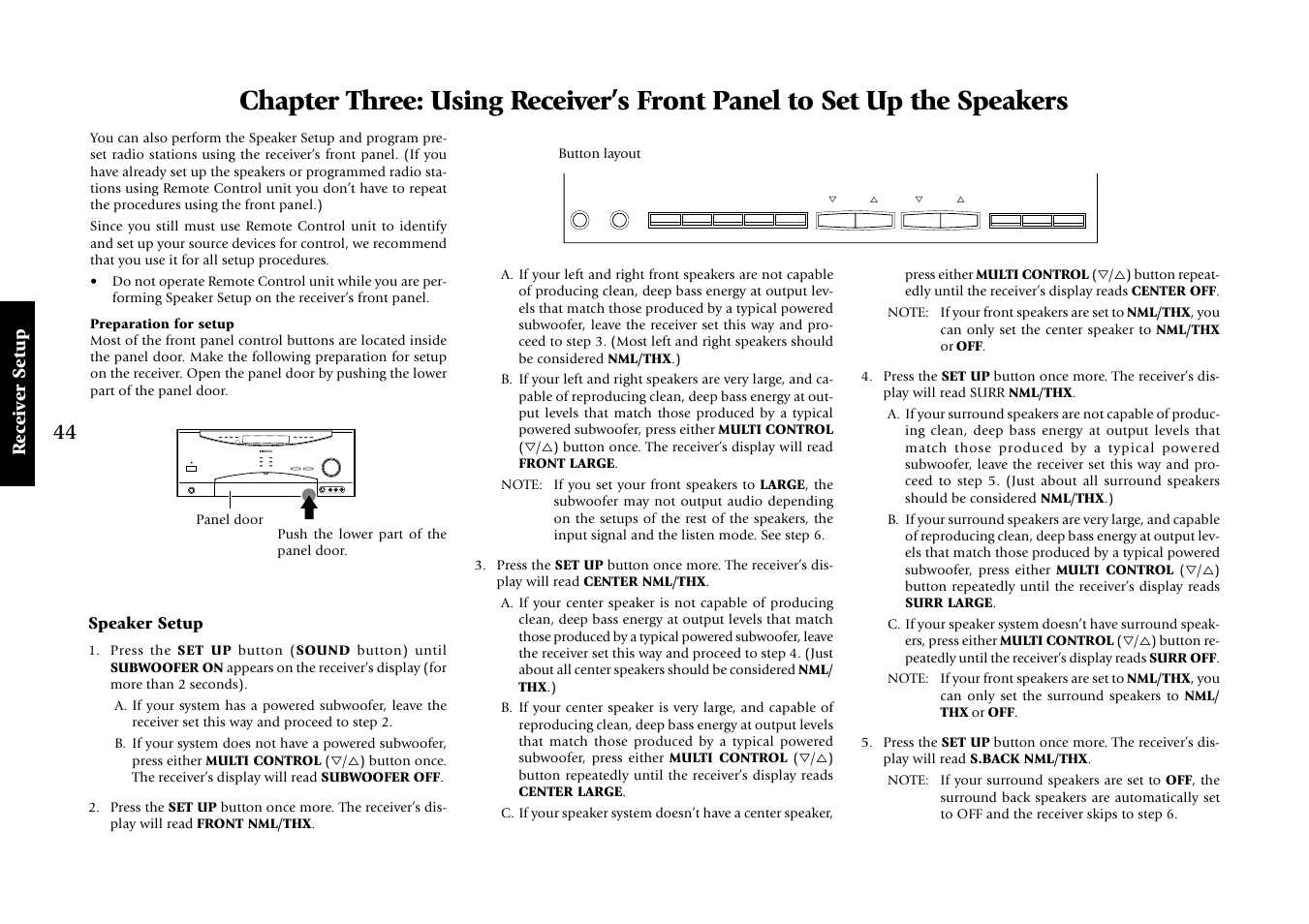 Speaker setup, Receiv er setup | Kenwood VR-5080 User Manual | Page 50 / 60