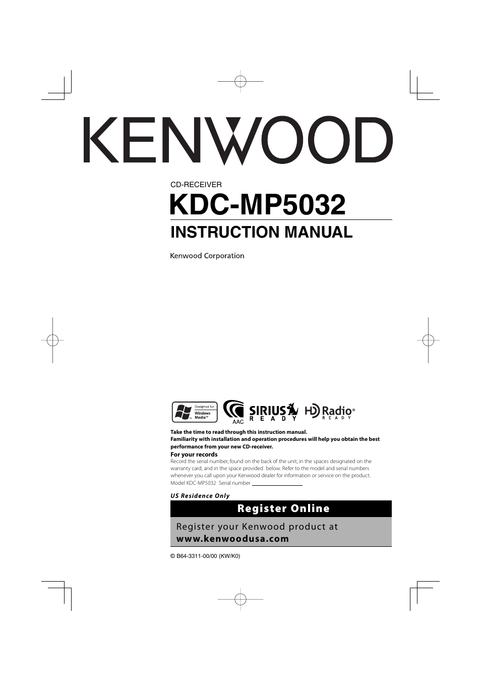 Kenwood KDC-MP5032 User Manual | 40 pages