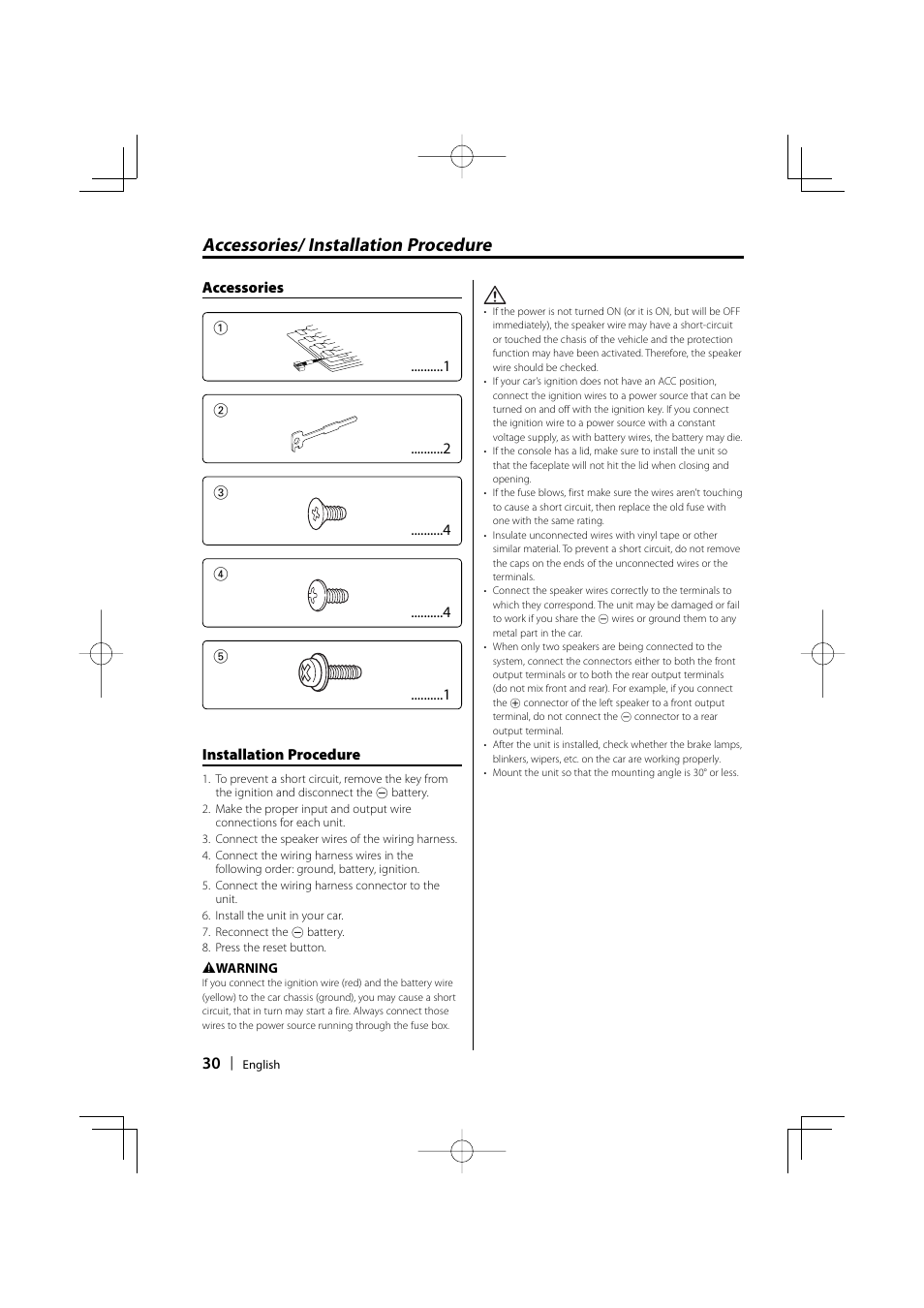 Accessories/ installation procedure | Kenwood KDC-MP5032 User Manual | Page 30 / 40