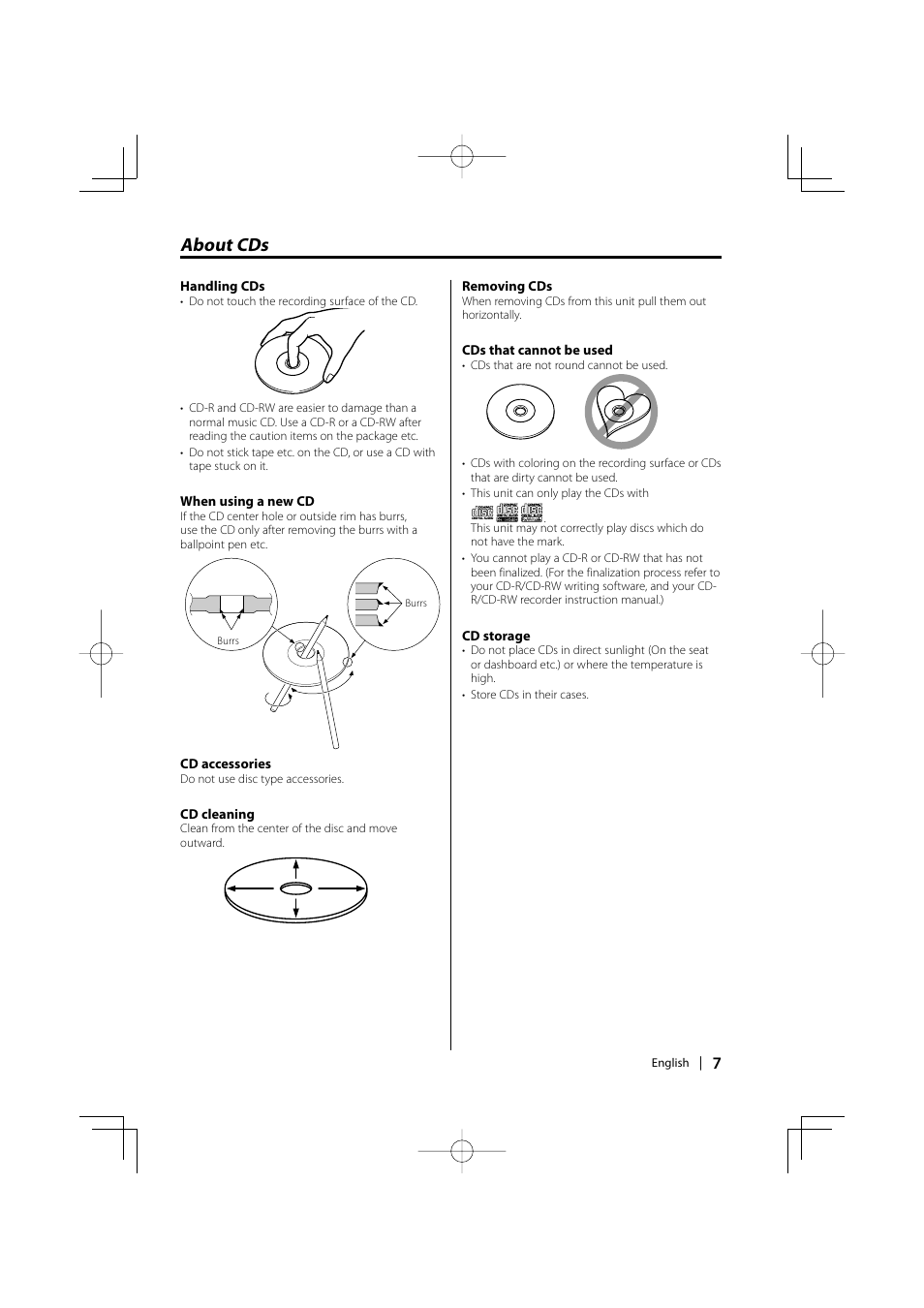 About cds | Kenwood KDC-MP5032 User Manual | Page 7 / 40