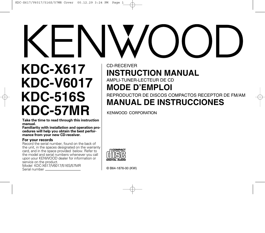 Kenwood KDC-516S User Manual | 45 pages