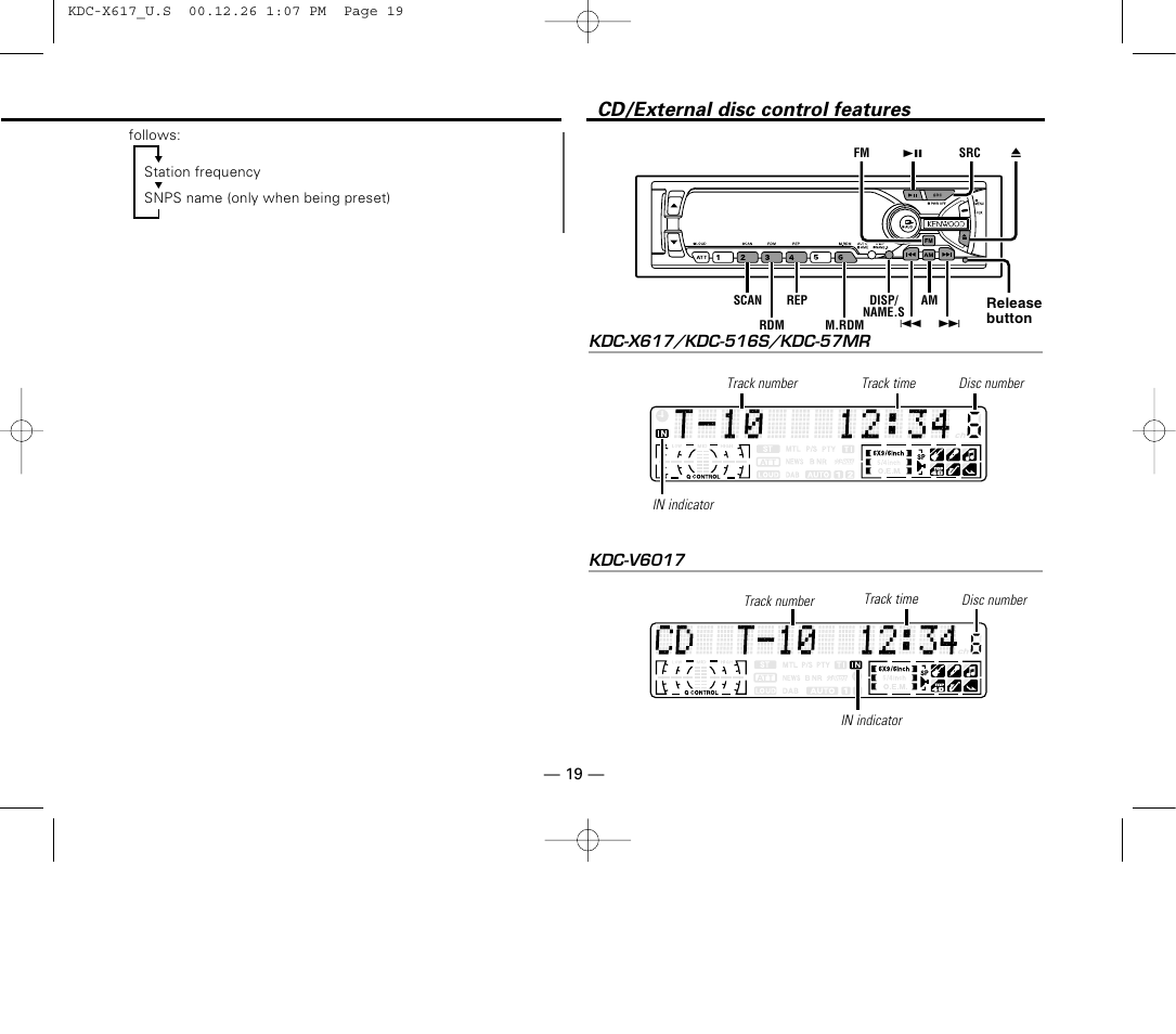 Cd/external disc control features | Kenwood KDC-516S User Manual | Page 19 / 45