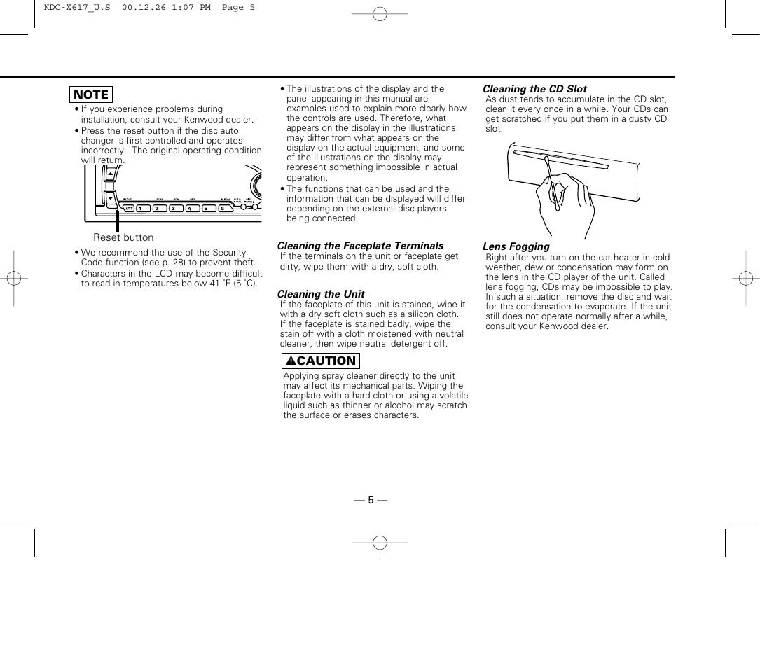 Kenwood KDC-516S User Manual | Page 5 / 45