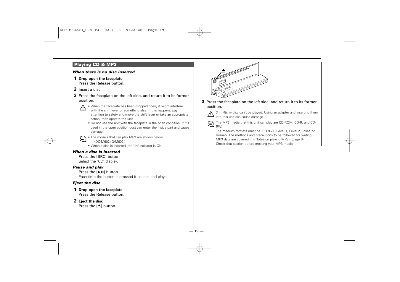 Kenwood KDC-507  EN User Manual | Page 19 / 40