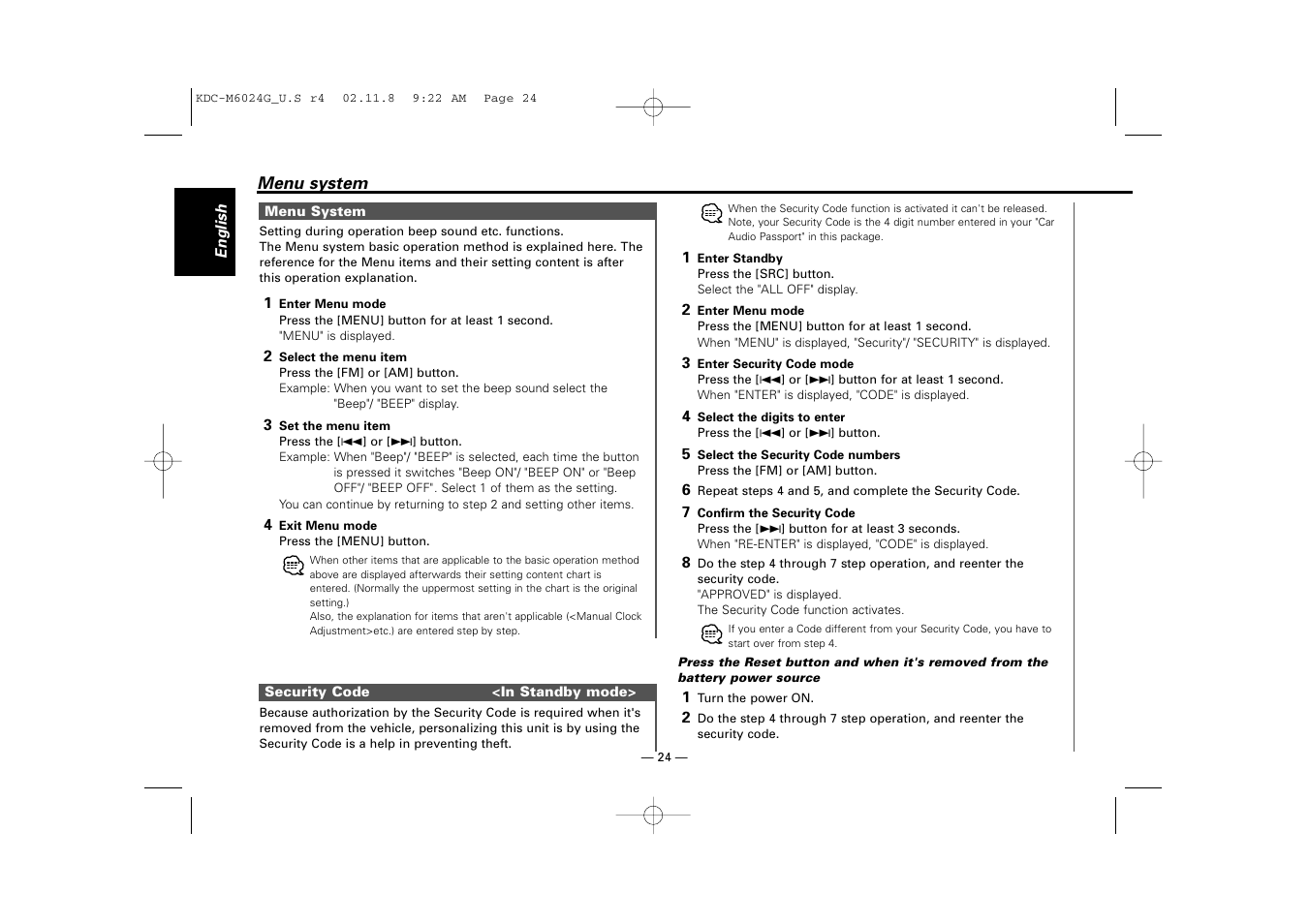 Kenwood KDC-507  EN User Manual | Page 24 / 40