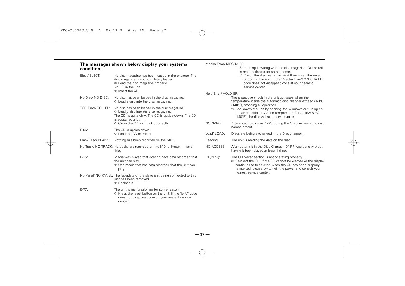 Kenwood KDC-507  EN User Manual | Page 37 / 40