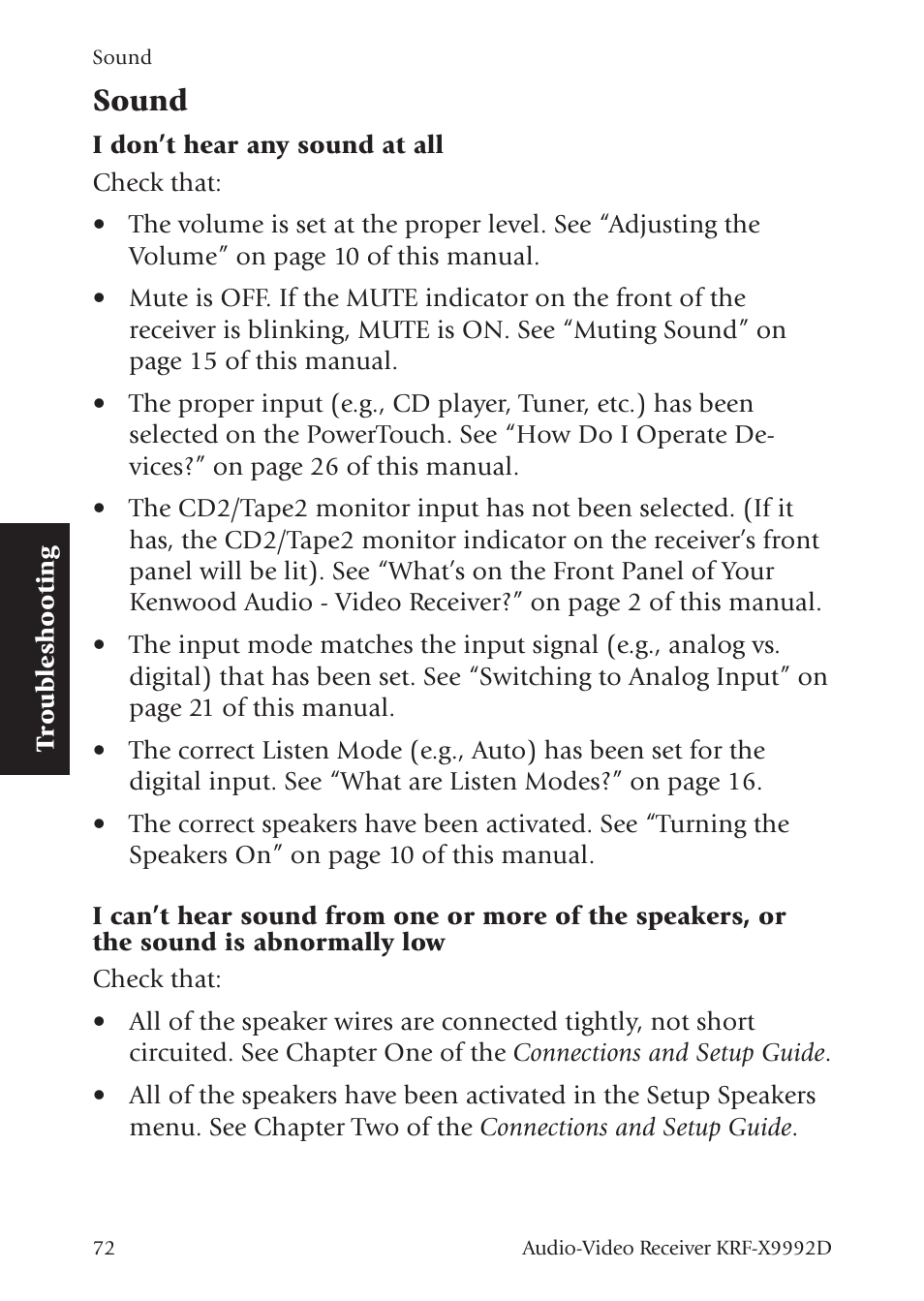 Sound | Kenwood KRF-X9992D User Manual | Page 131 / 145