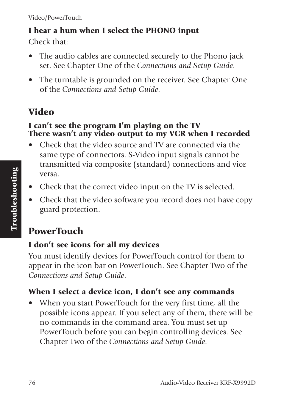 Video, Powertouch | Kenwood KRF-X9992D User Manual | Page 135 / 145