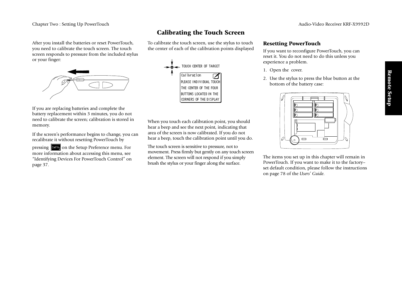 Calibrating the touch screen | Kenwood KRF-X9992D User Manual | Page 39 / 145